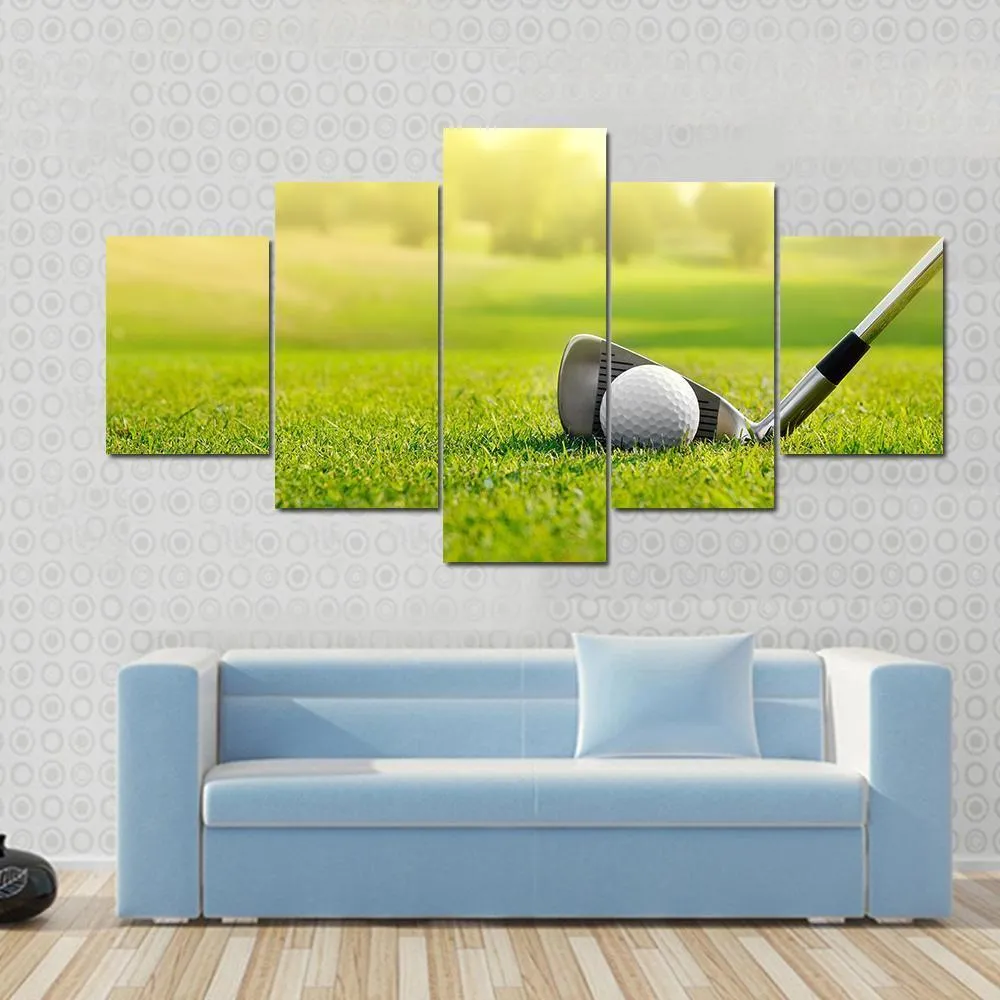 Golf Ball With Stick Canvas Wall Art