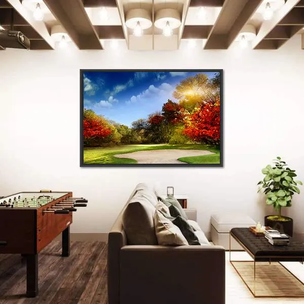 Golf Course In Autumn Canvas Wall Art