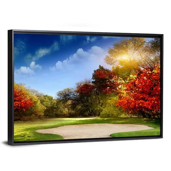 Golf Course In Autumn Canvas Wall Art