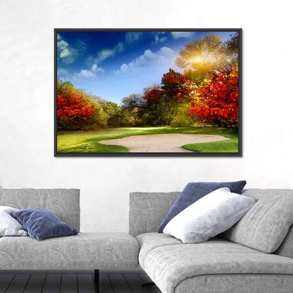 Golf Course In Autumn Canvas Wall Art