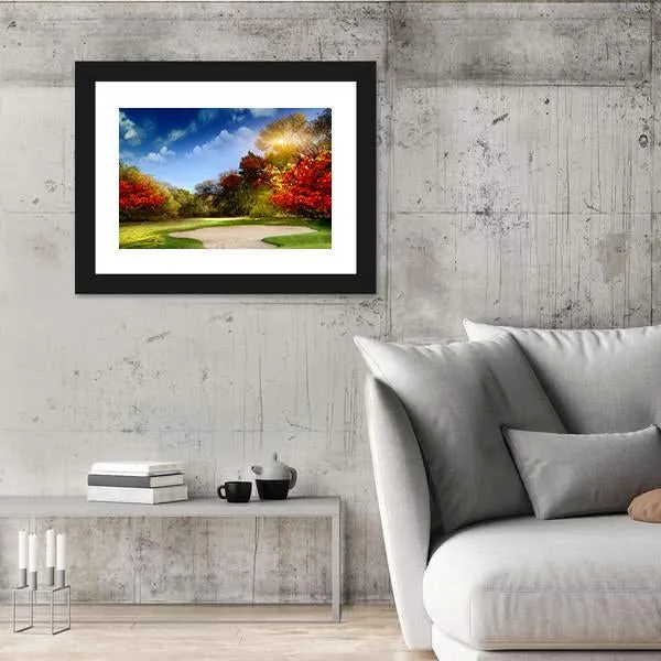 Golf Course In Autumn Canvas Wall Art