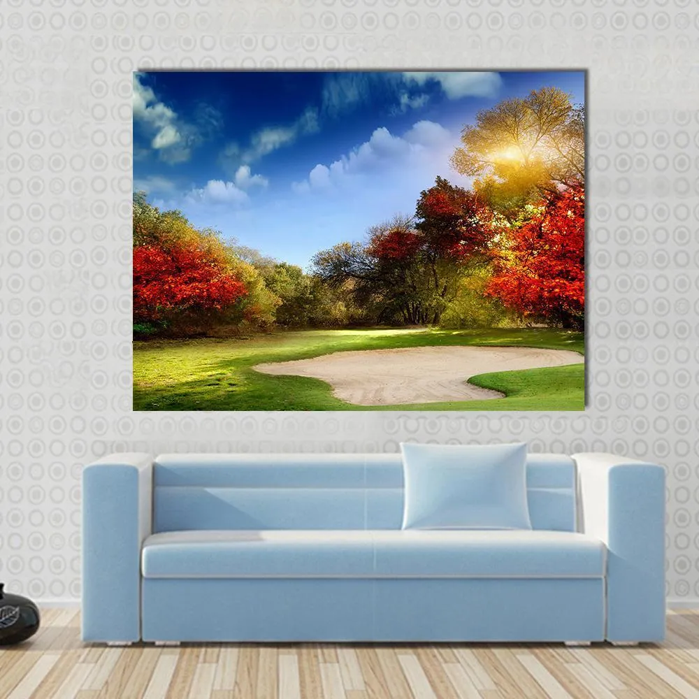 Golf Course In Autumn Canvas Wall Art