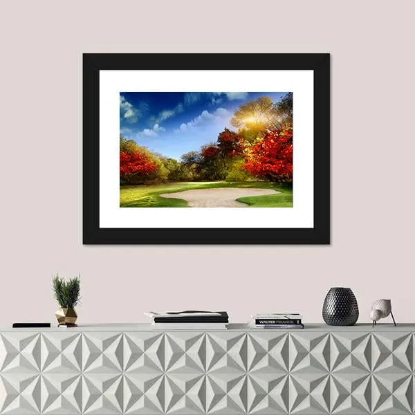 Golf Course In Autumn Canvas Wall Art