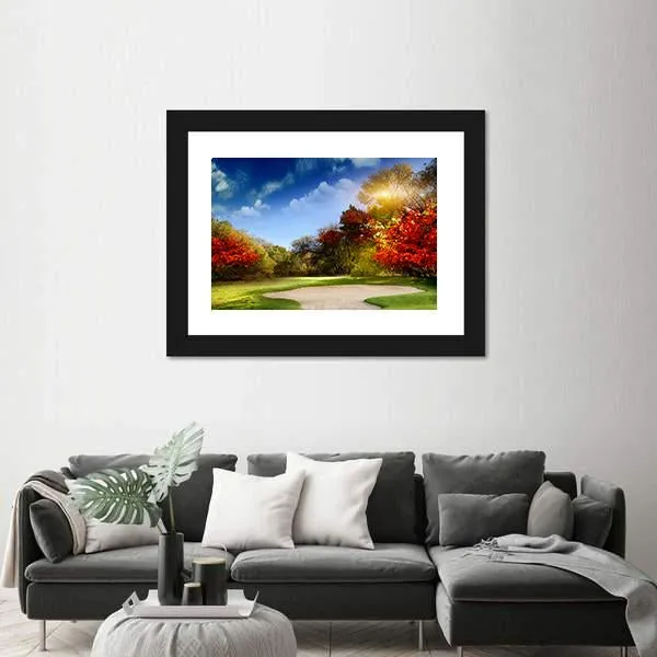 Golf Course In Autumn Canvas Wall Art