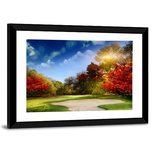 Golf Course In Autumn Canvas Wall Art