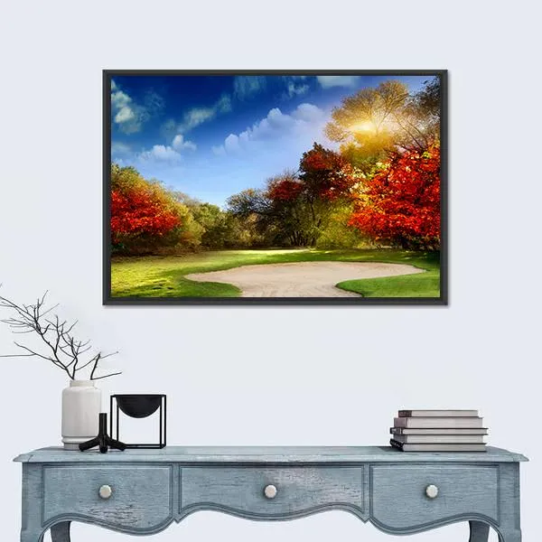 Golf Course In Autumn Canvas Wall Art