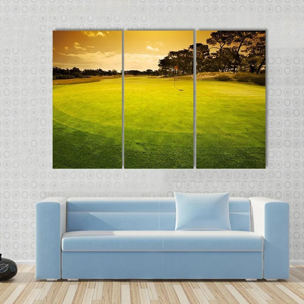 Golf Green Sunset Canvas Wall Art