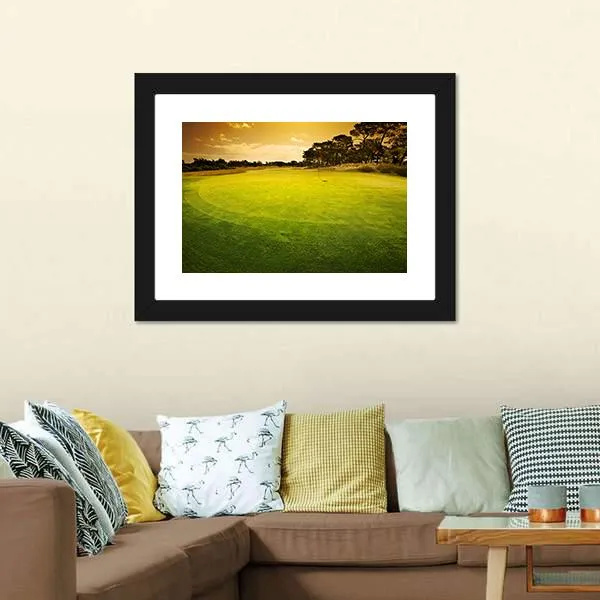 Golf Green Sunset Canvas Wall Art