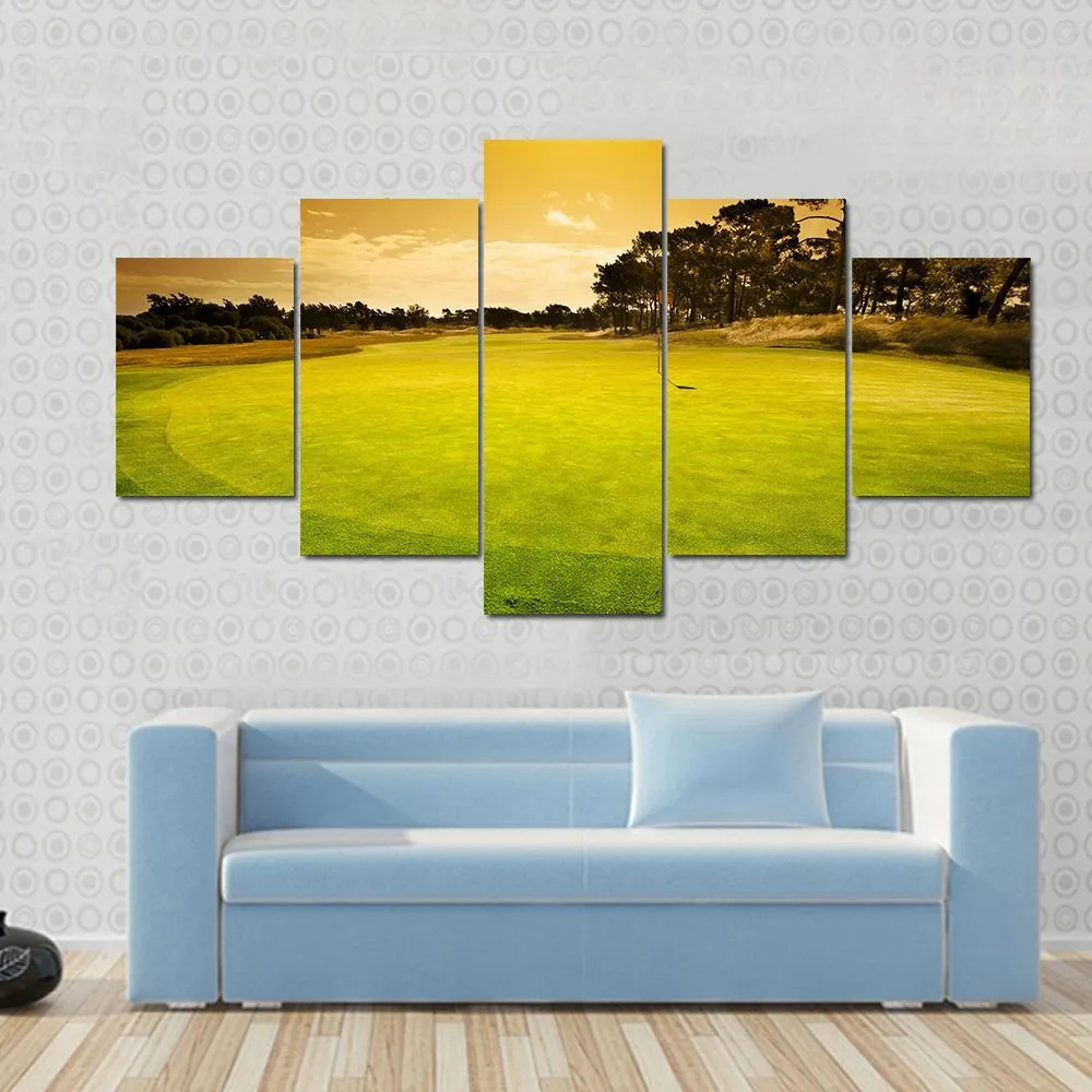 Golf Green Sunset Canvas Wall Art