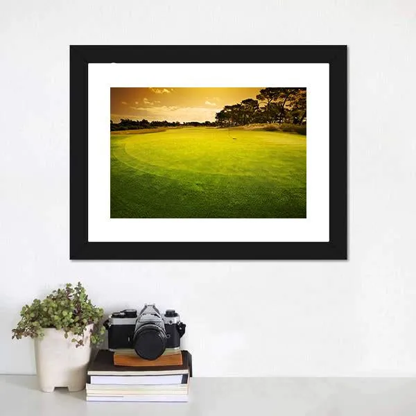 Golf Green Sunset Canvas Wall Art