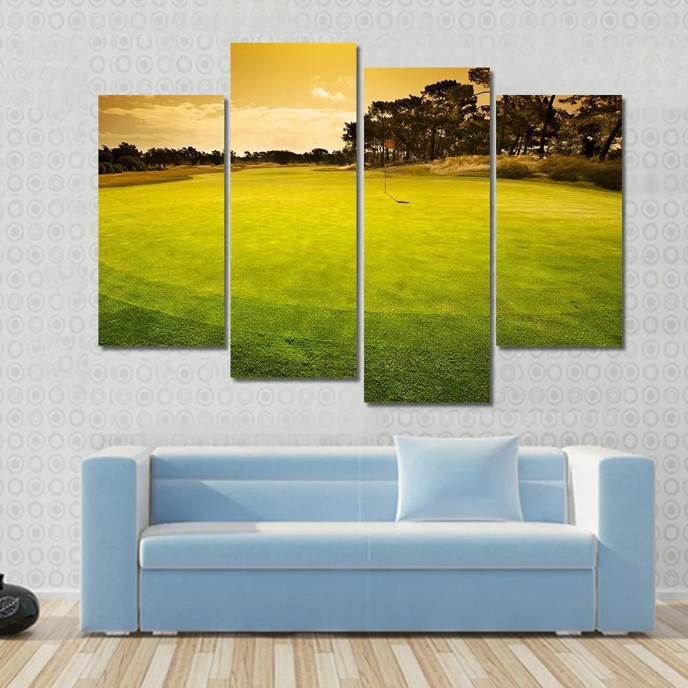 Golf Green Sunset Canvas Wall Art