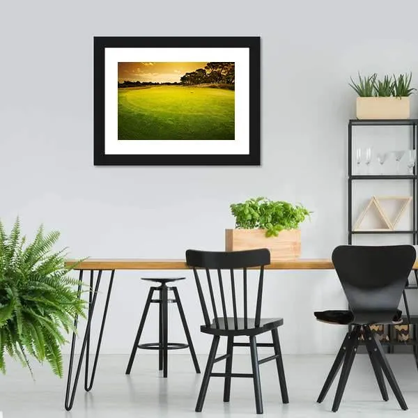 Golf Green Sunset Canvas Wall Art