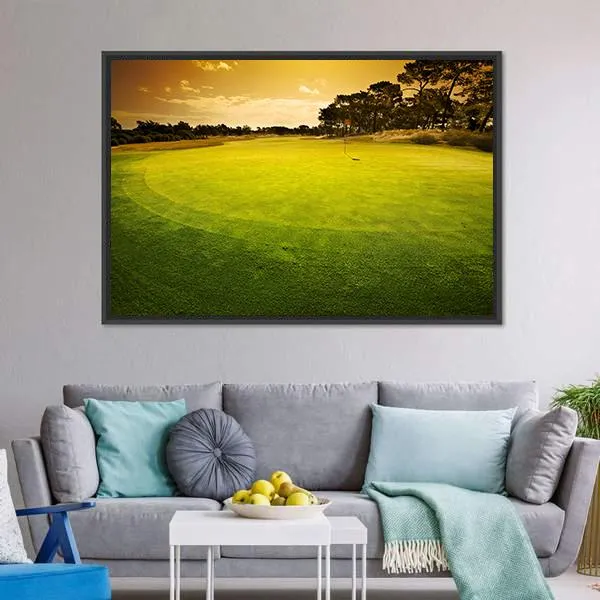 Golf Green Sunset Canvas Wall Art