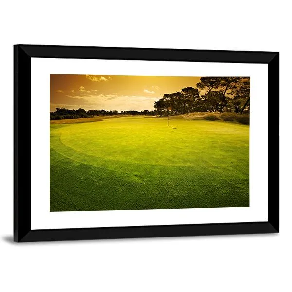 Golf Green Sunset Canvas Wall Art