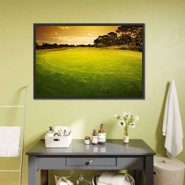 Golf Green Sunset Canvas Wall Art