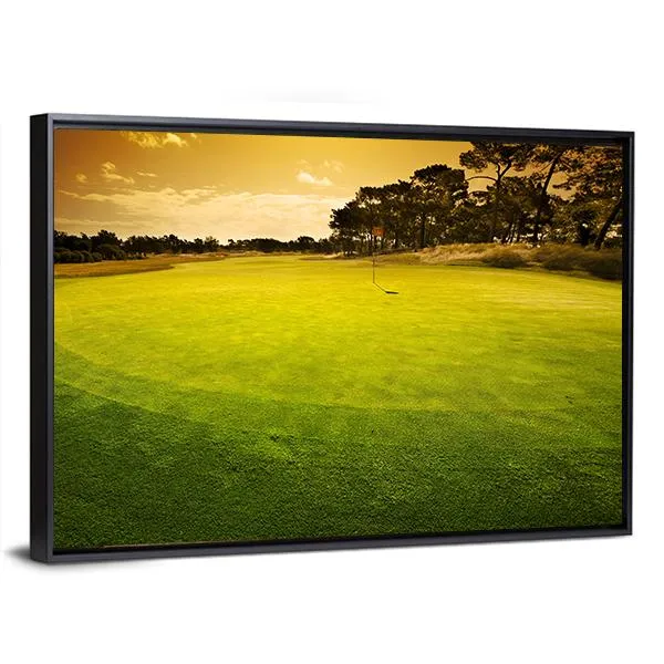 Golf Green Sunset Canvas Wall Art