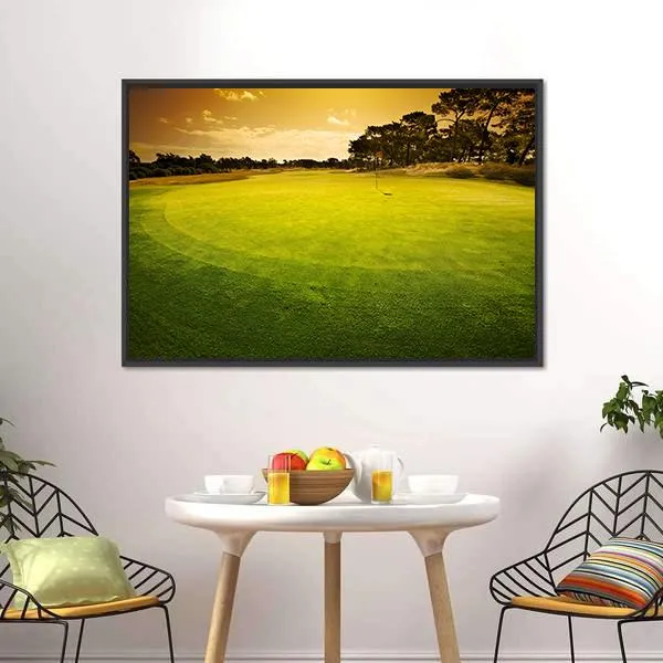 Golf Green Sunset Canvas Wall Art