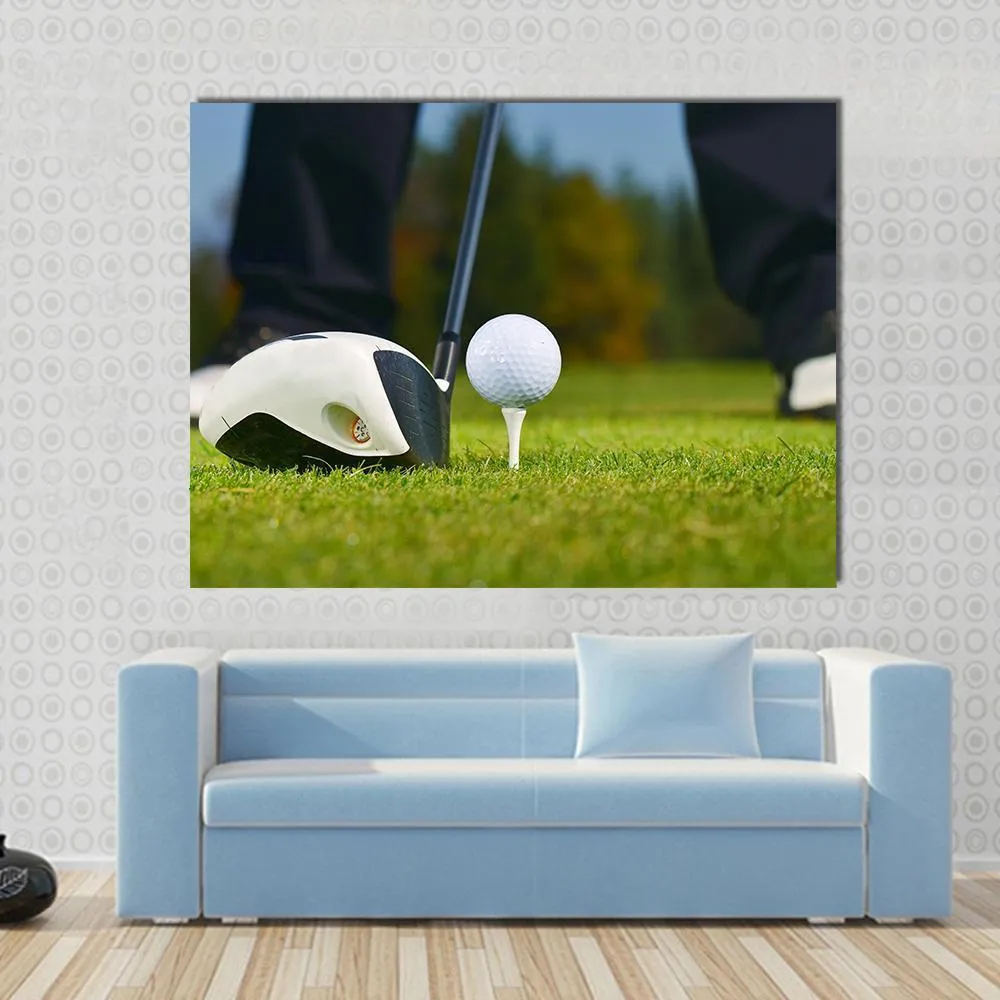 Golf Player Ready To Hit Canvas Wall Art