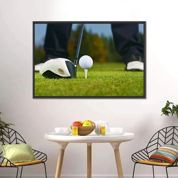 Golf Player Ready To Hit Canvas Wall Art