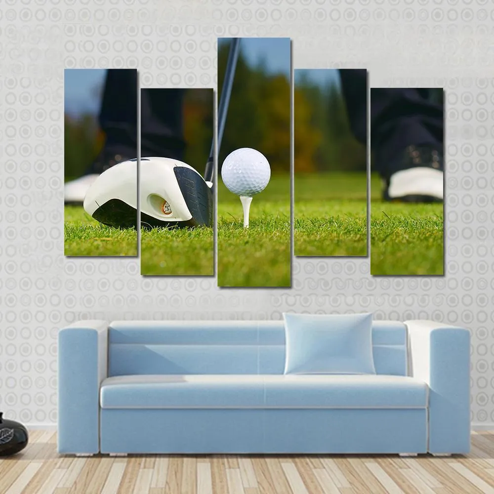 Golf Player Ready To Hit Canvas Wall Art