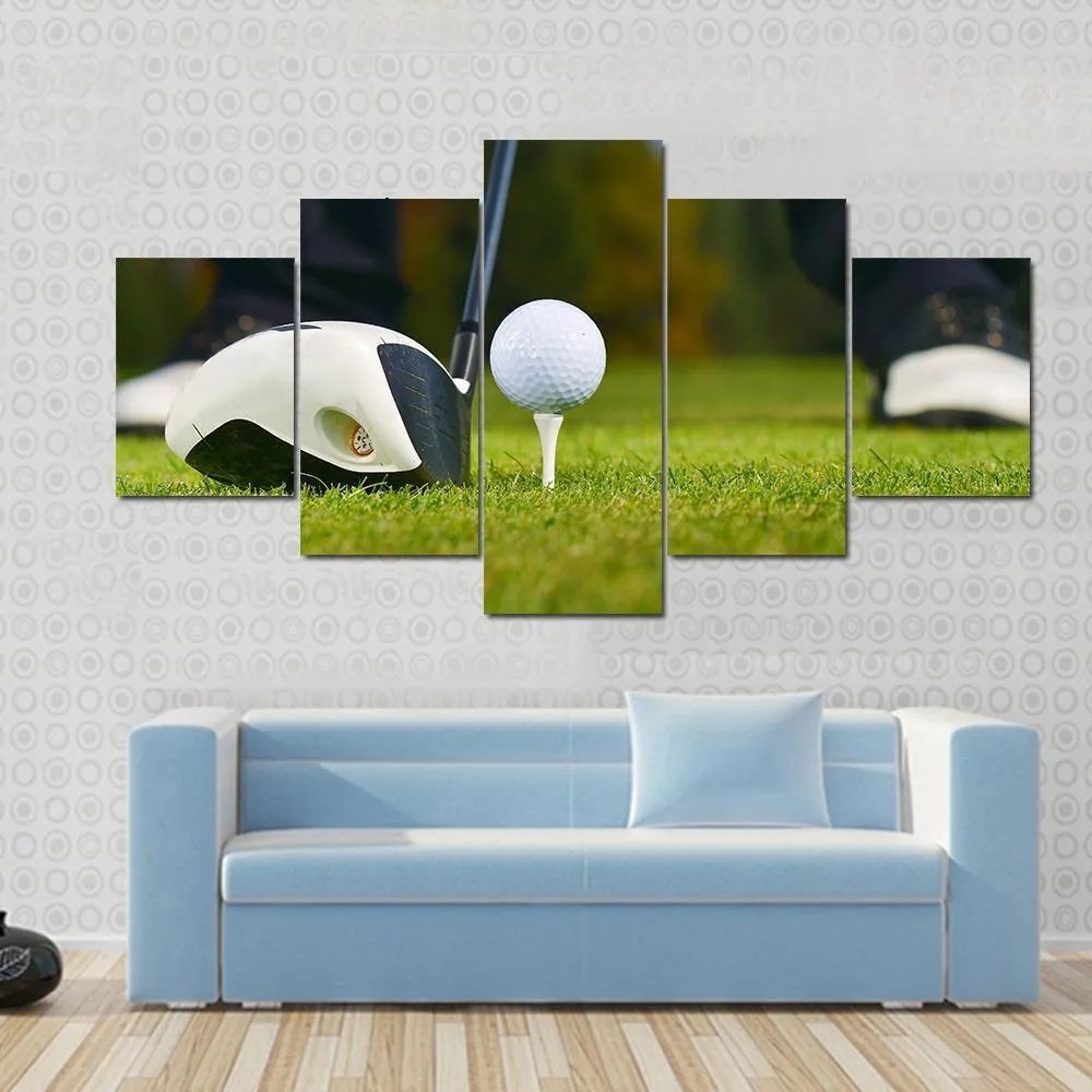 Golf Player Ready To Hit Canvas Wall Art