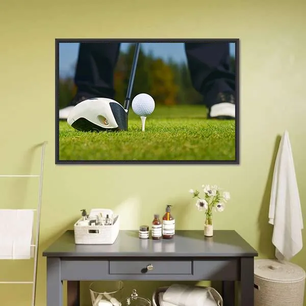 Golf Player Ready To Hit Canvas Wall Art