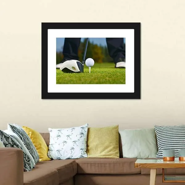 Golf Player Ready To Hit Canvas Wall Art