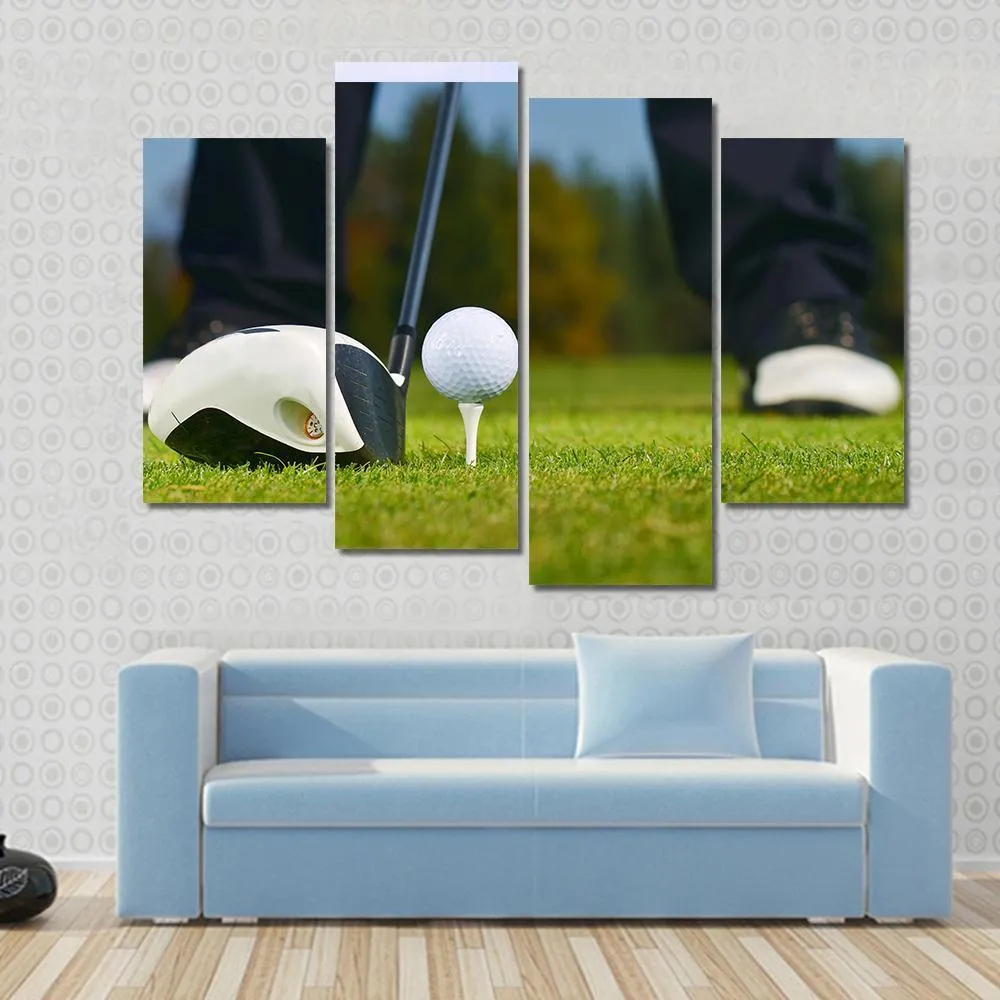 Golf Player Ready To Hit Canvas Wall Art