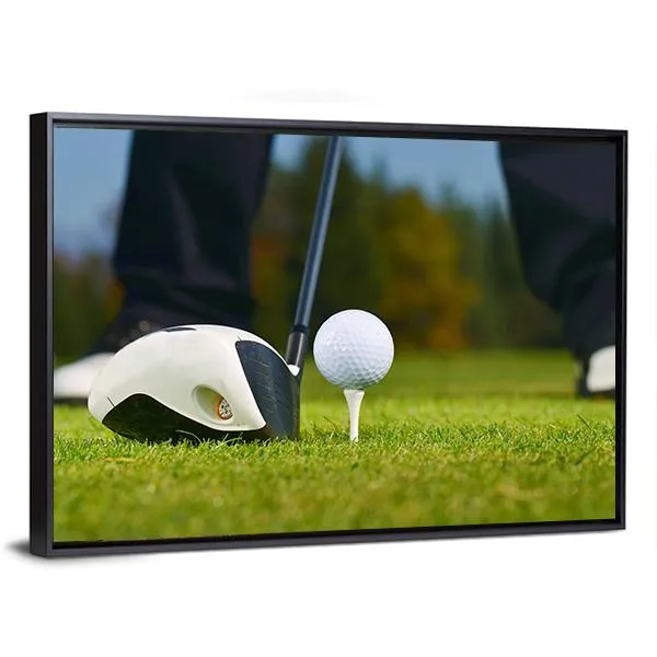 Golf Player Ready To Hit Canvas Wall Art