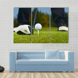 Golf Player Ready To Hit Canvas Wall Art