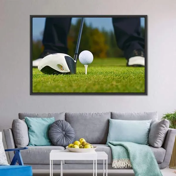 Golf Player Ready To Hit Canvas Wall Art