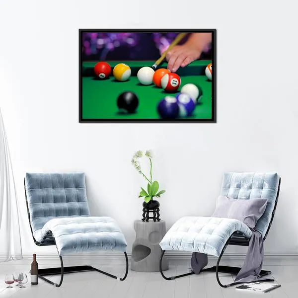 Green Pool Table Canvas Wall Art