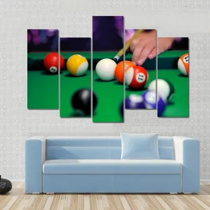 Green Pool Table Canvas Wall Art