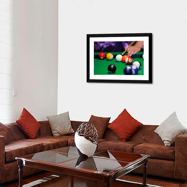 Green Pool Table Canvas Wall Art