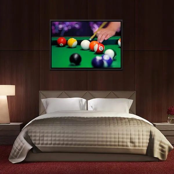 Green Pool Table Canvas Wall Art