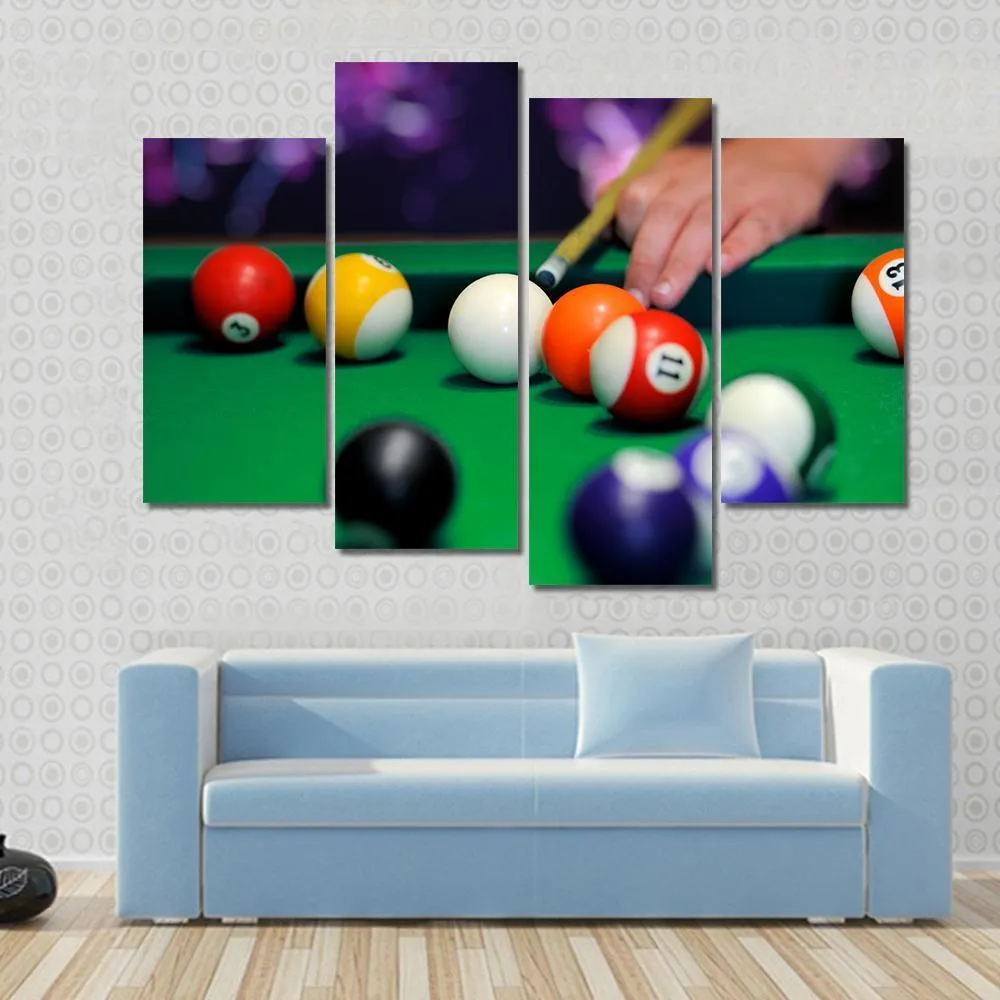 Green Pool Table Canvas Wall Art