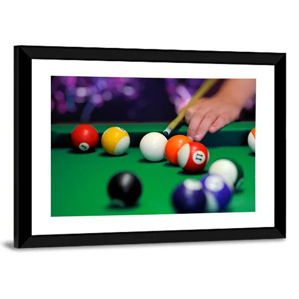 Green Pool Table Canvas Wall Art