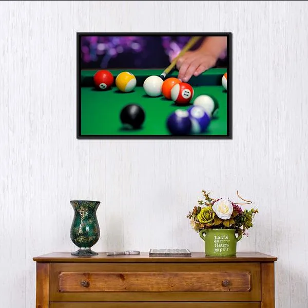 Green Pool Table Canvas Wall Art