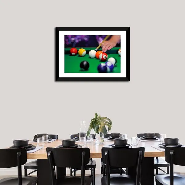 Green Pool Table Canvas Wall Art