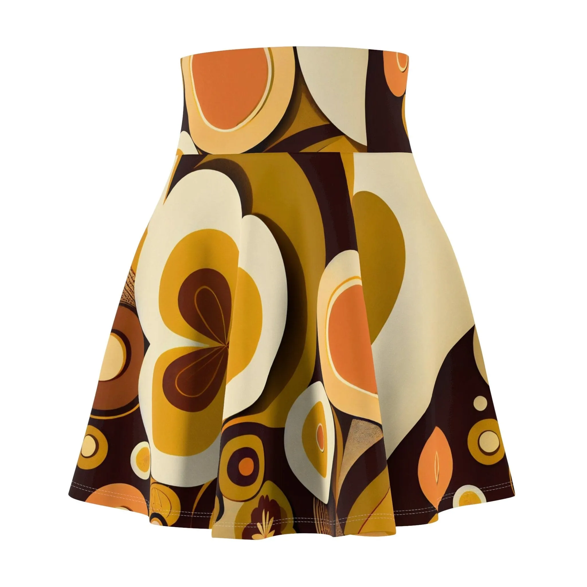 Groovy 60s MCM Retro Hippie MCM Flower Power Skater Skirt, Mid Century Modern Boho Disco Skirt - 129782223