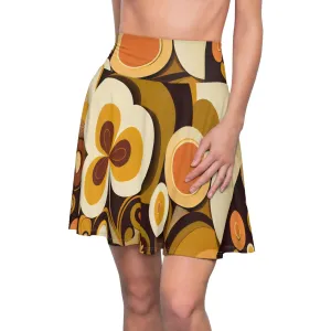 Groovy 60s MCM Retro Hippie MCM Flower Power Skater Skirt, Mid Century Modern Boho Disco Skirt - 129782223