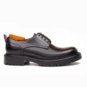 Handcrafted Big Toe Derby Shoes with Thick Sole  Black