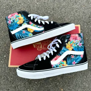 Hawaiian Tropical Floral Vans SK8-Hi Shoes