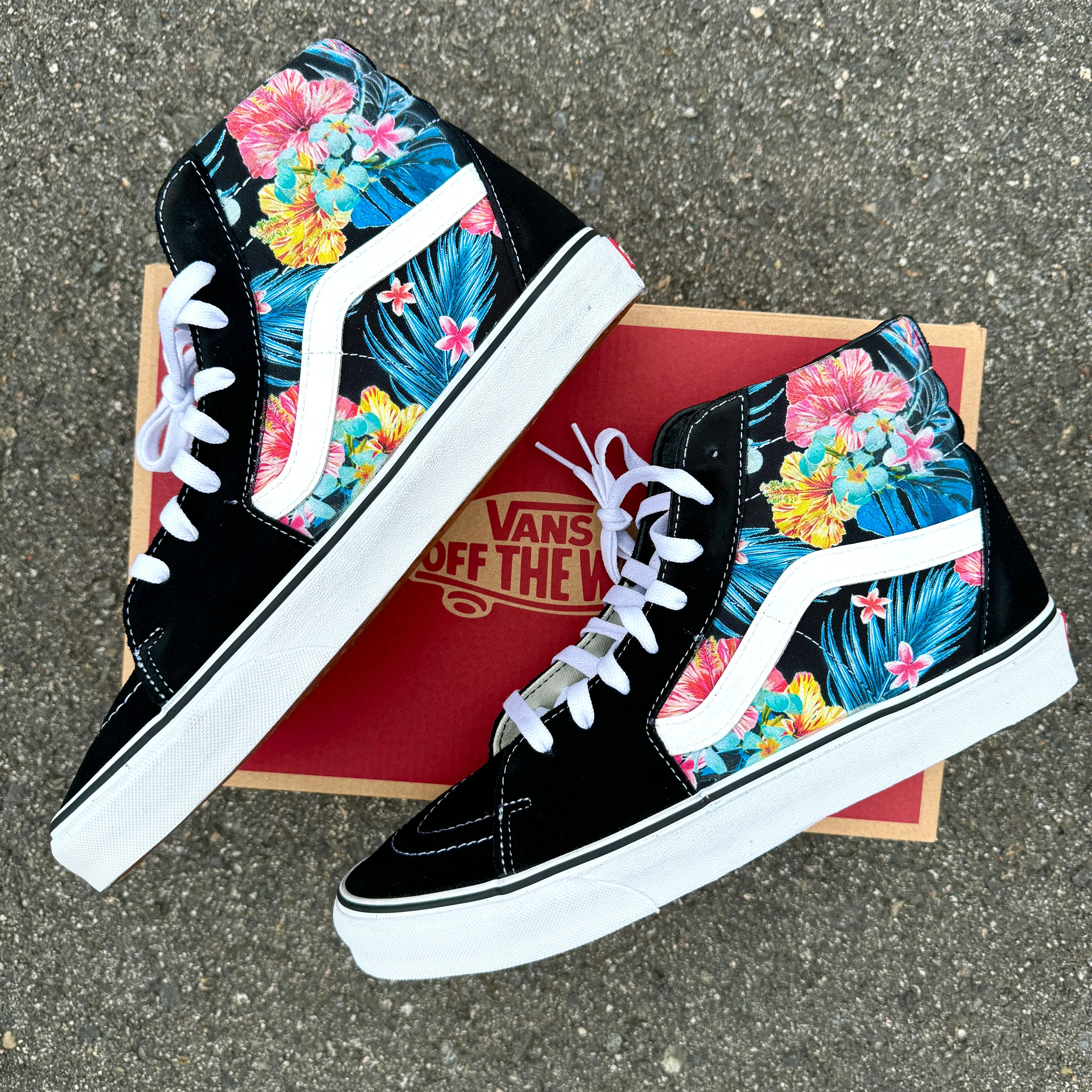 Hawaiian Tropical Floral Vans SK8-Hi Shoes