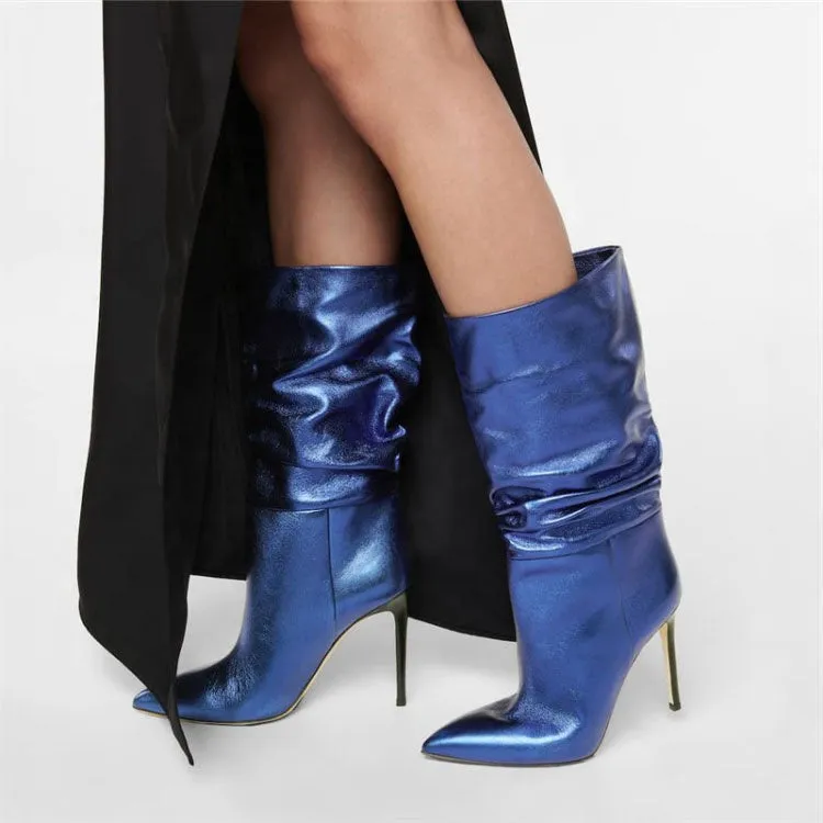 Heeled Boots Microfiber Leather High Quality