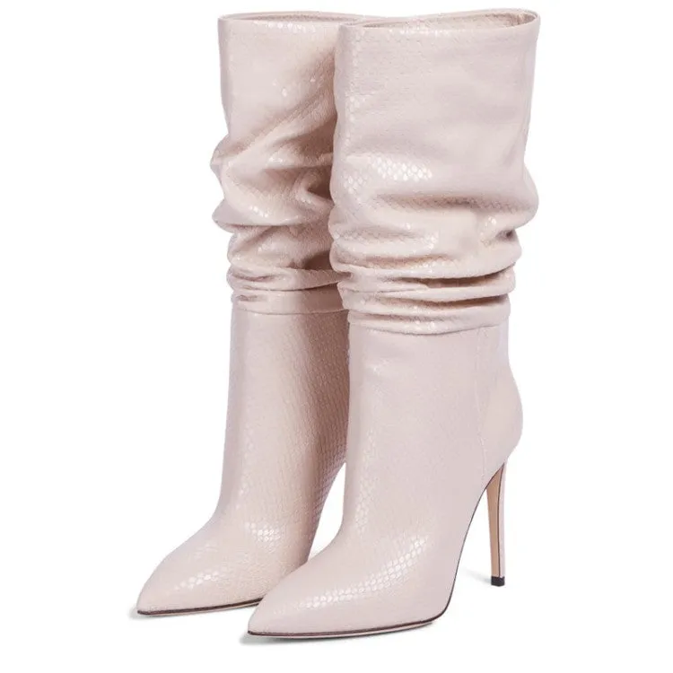 Heeled Boots Microfiber Leather High Quality