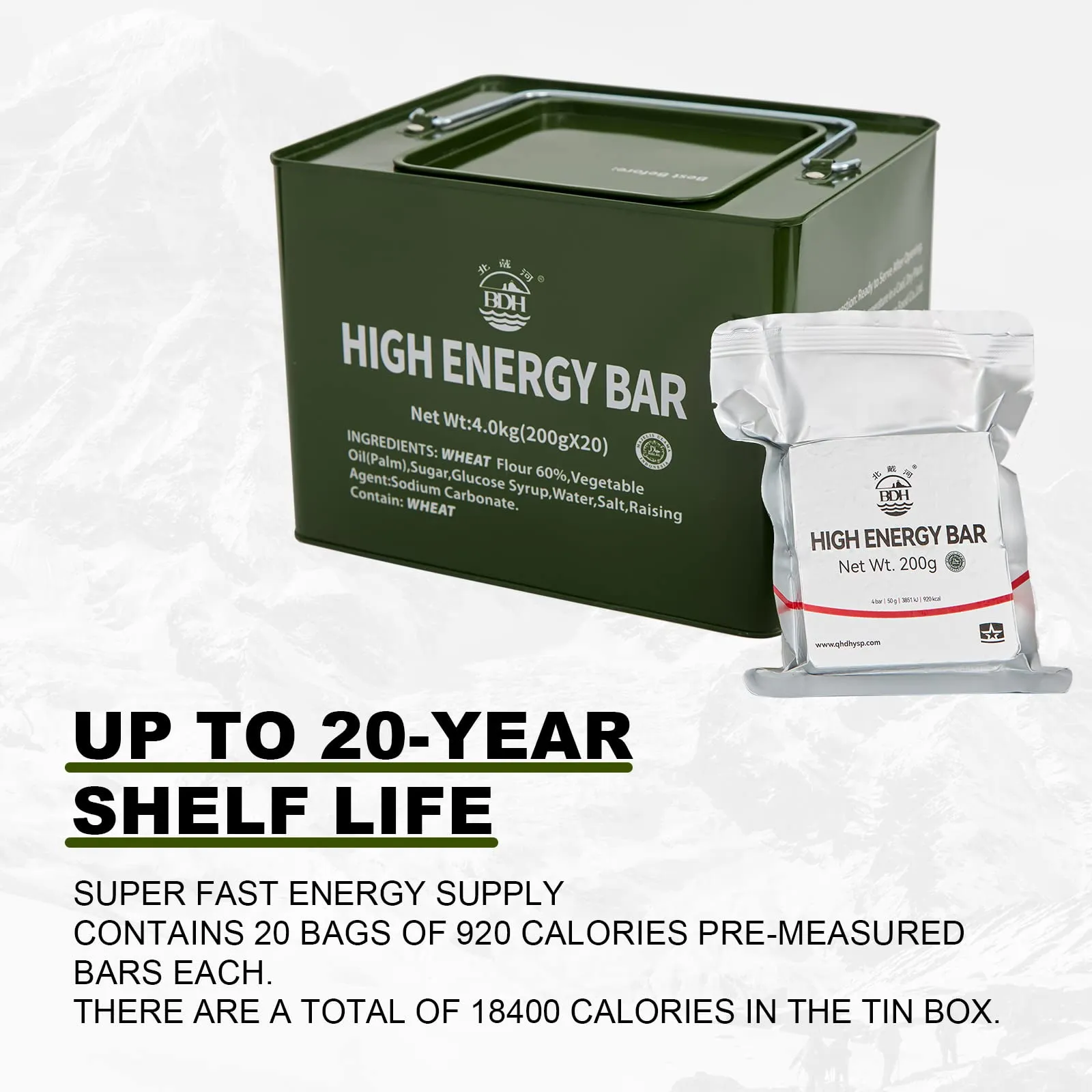 High Energy Ration Bars with Tin Box (20 Pack)