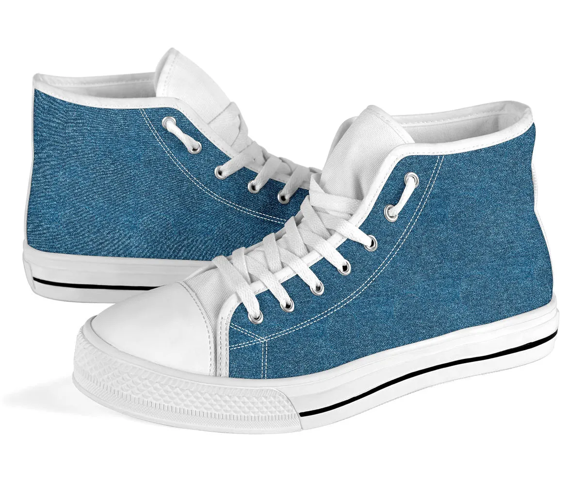 High Top Sneakers - Light Blue | Birthday Gifts, Gift Idea, Women's 90s Cool Custom Shoes, Aesthetic, Unique, Cute, Kawaii Hi Tops