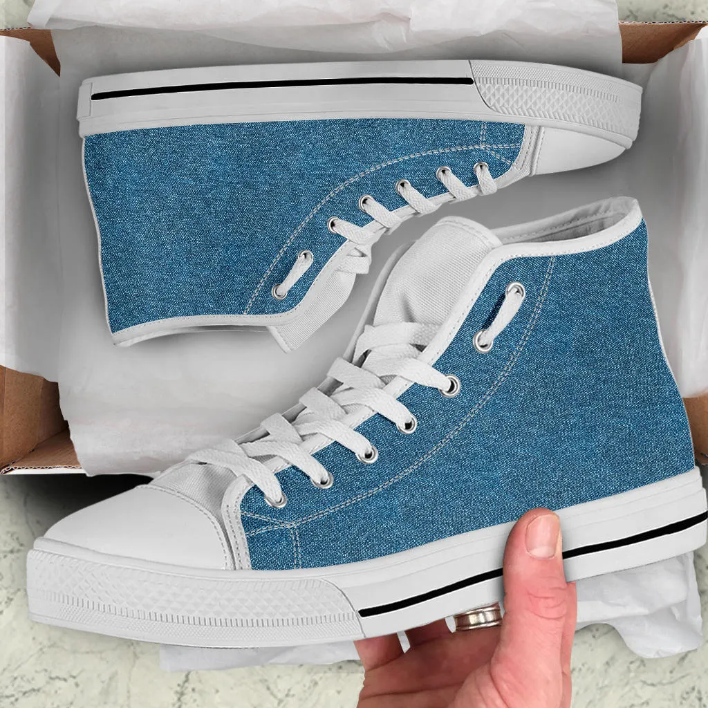 High Top Sneakers - Light Blue | Birthday Gifts, Gift Idea, Women's 90s Cool Custom Shoes, Aesthetic, Unique, Cute, Kawaii Hi Tops