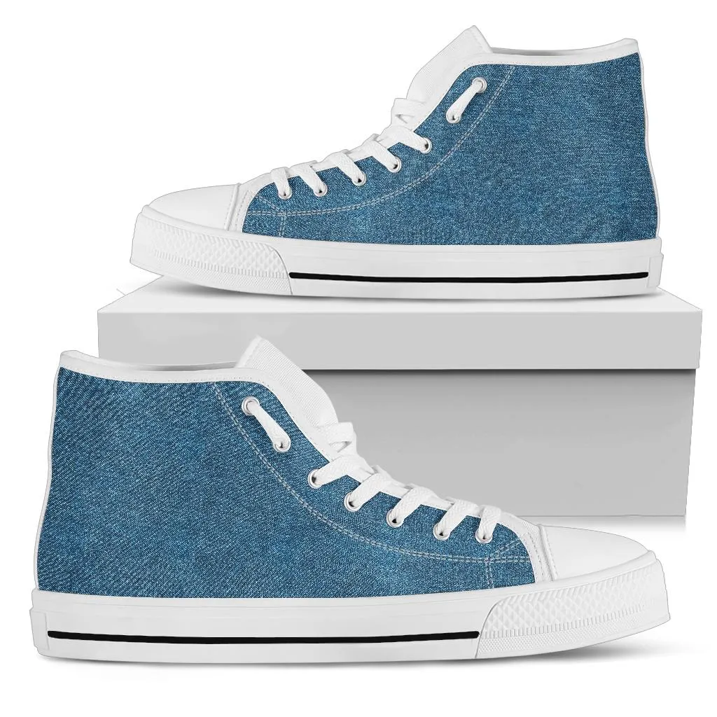 High Top Sneakers - Light Blue | Birthday Gifts, Gift Idea, Women's 90s Cool Custom Shoes, Aesthetic, Unique, Cute, Kawaii Hi Tops